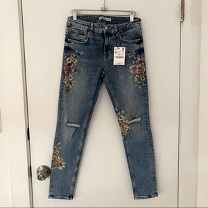 Zara Floral Skinny Jeans